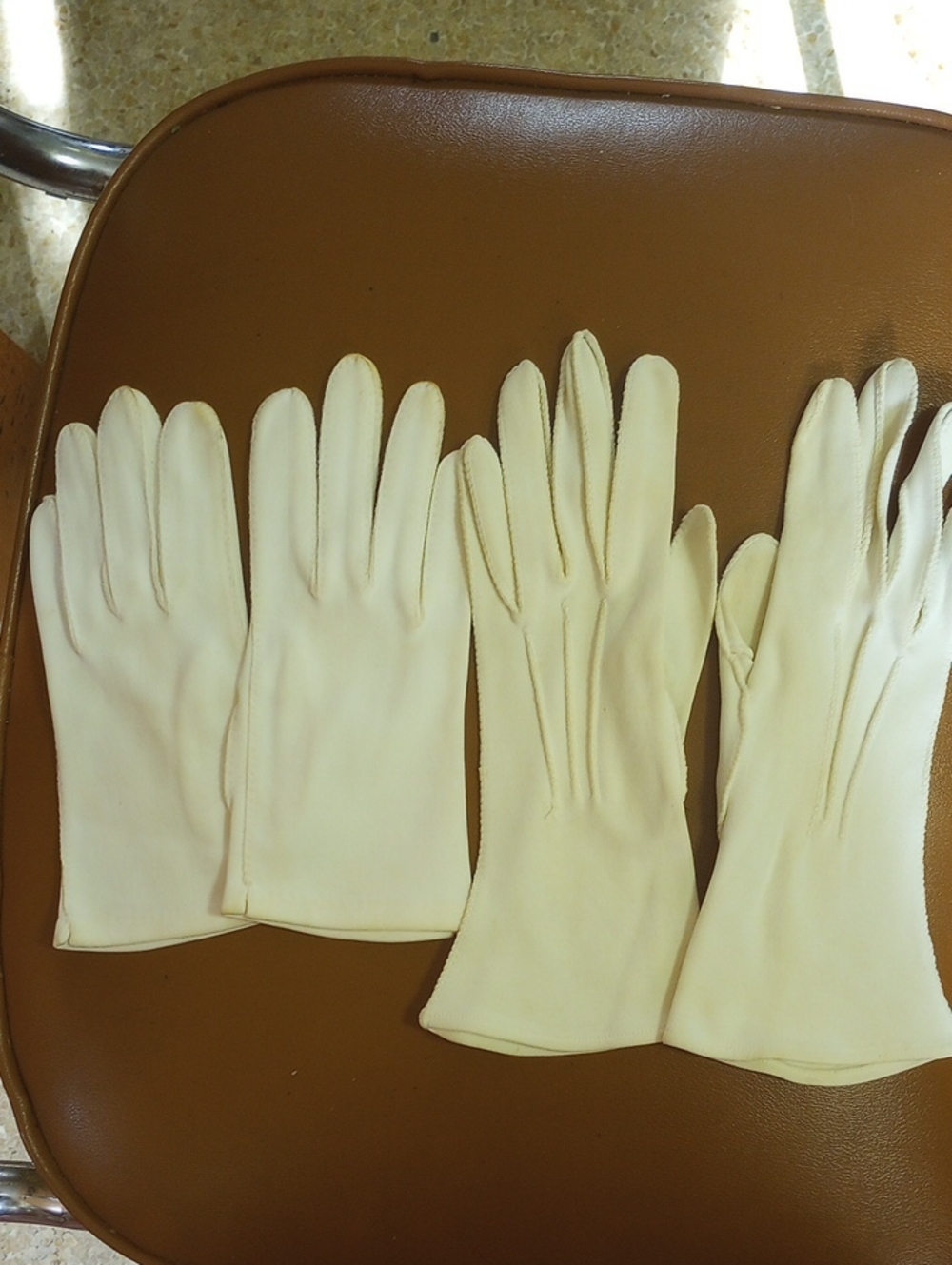 2 Pairs of Classic Traditional Neutral Vintage Dress Gloves, As-Is